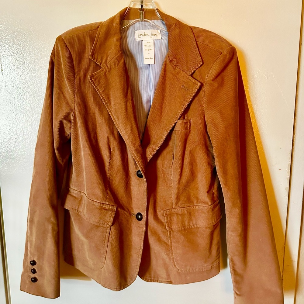 Brown/tan corduroy vintage London Jean Blazer, size 10 and details on tag.
